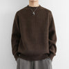 Chunky-knit Crew-neck Warm And Loose-fitting Sweater