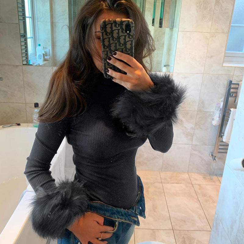 بلوزة صوفية محبوكة