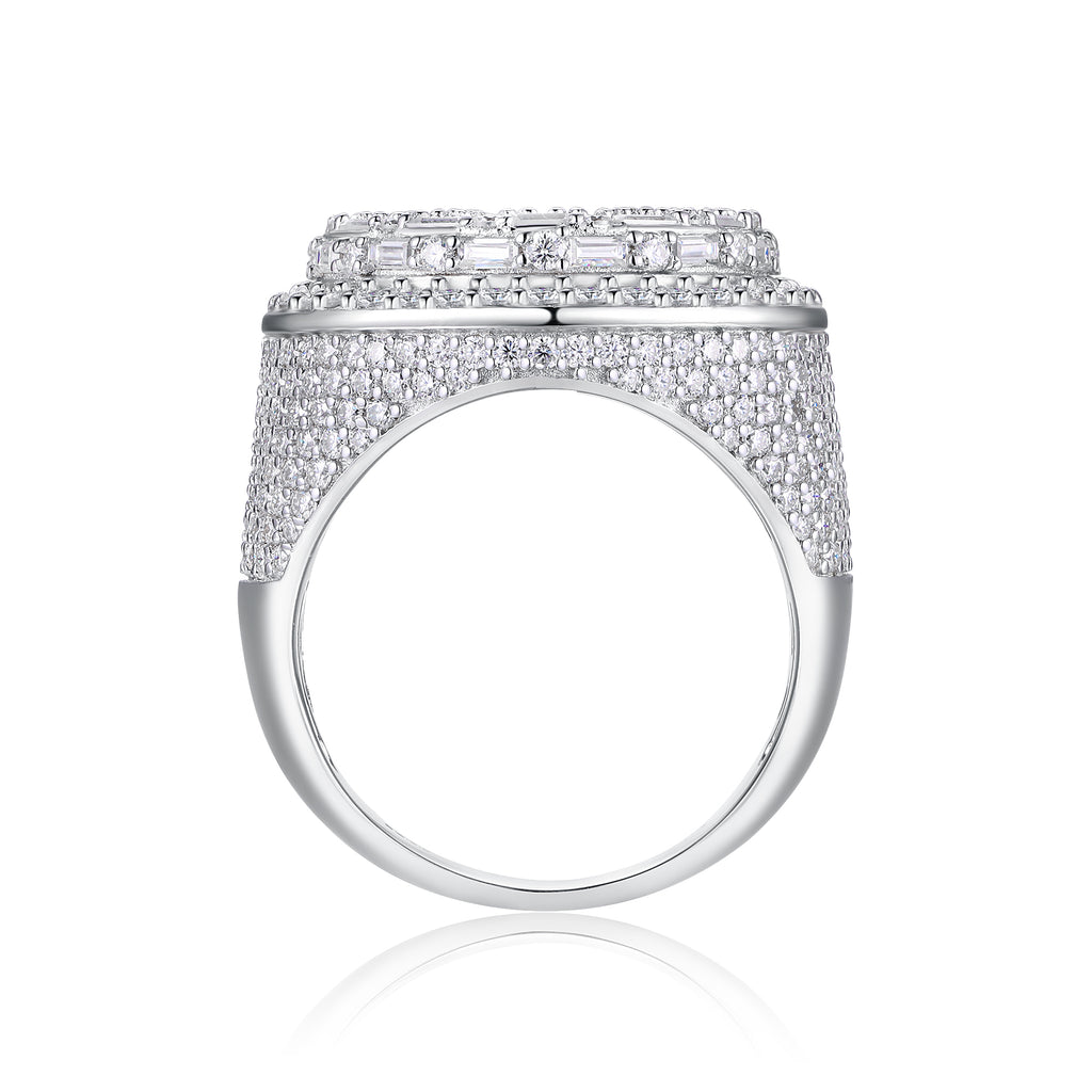 Unrivaled In The World - Men's Ring, Diamond Ring And Wedding Ring Set With Top-quality Moissanite S925 Silver And Platinum-plated. The Ring Can Be Inspected With A Diamond Pen
