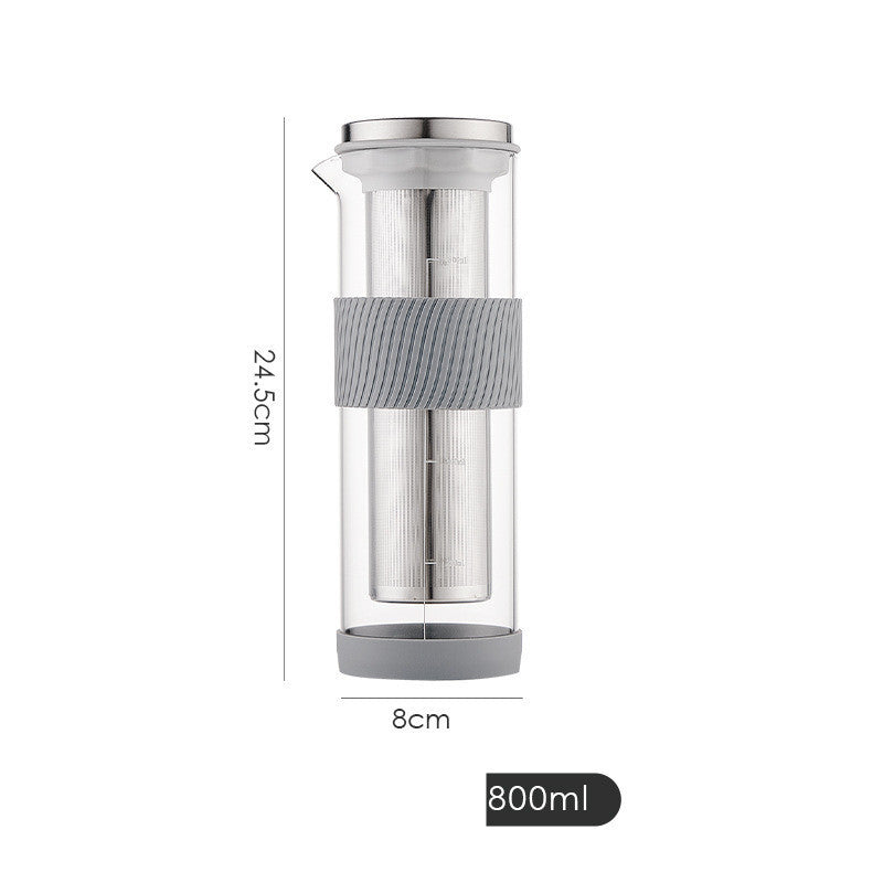 إبريق قهوة بالتنقيط المثلج، قاعدة سيليكون، إبريق استخلاص القهوة الباردة، مناسب للمطبخ والبار، صانع قهوة باردة، فلتر عصير وشاي، إبريق زجاجي