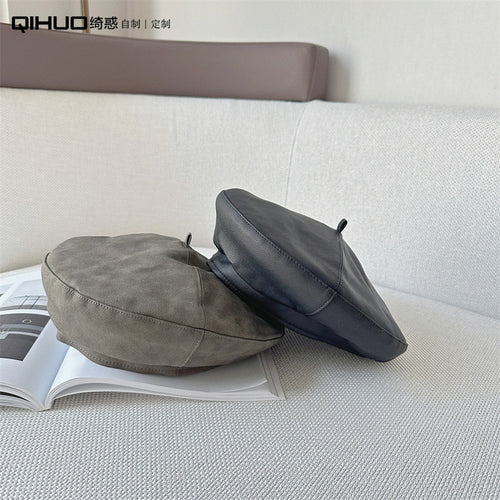 PU Beret Women's Fashion Leather Hat