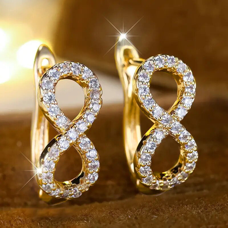 Fashionable Micro-Pave Zircon Infinity Symbol Ear Clips