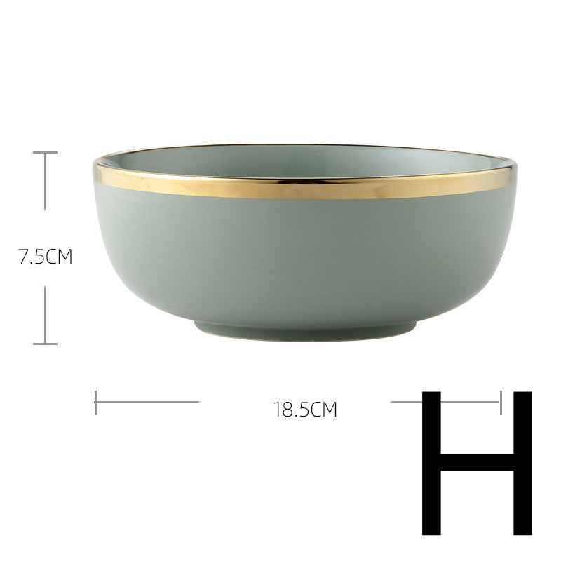 طقم أدوات مائدة كبير من السيراميك مع وعاء أرز فاخر وخفيف الوزن للاستخدام المنزلي