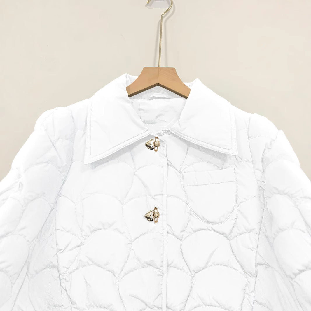 Online Red Diamond Plaid Short Down Jacket