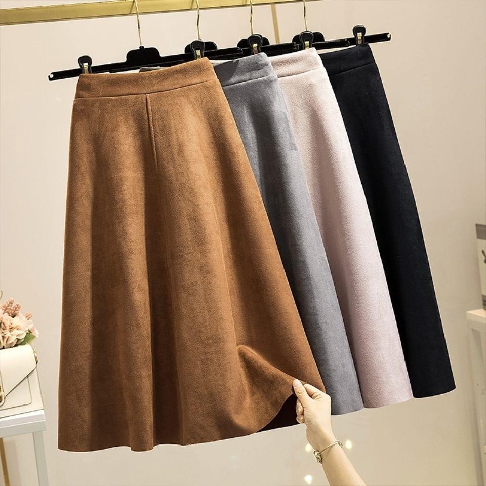 High Waist Slimming Mid-length Retro A- Line Large Hem Umbrella Skirt