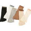 Breathable Sweat Absorbing Five Finger Striped Mid-calf Length Socks