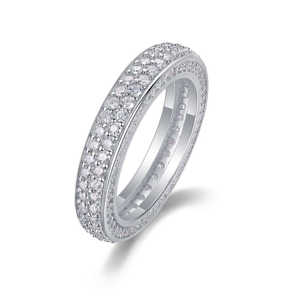 Daytime Flame - A Wedding Ring Set With Top-quality Moissanite S925 Silver And Platinum-plated Diamond. The Ring Can Be Inspected With A Diamond Pen