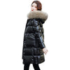 Women's Medium-Long Wash-Free Hooded Thickened White Duck Down Jacket