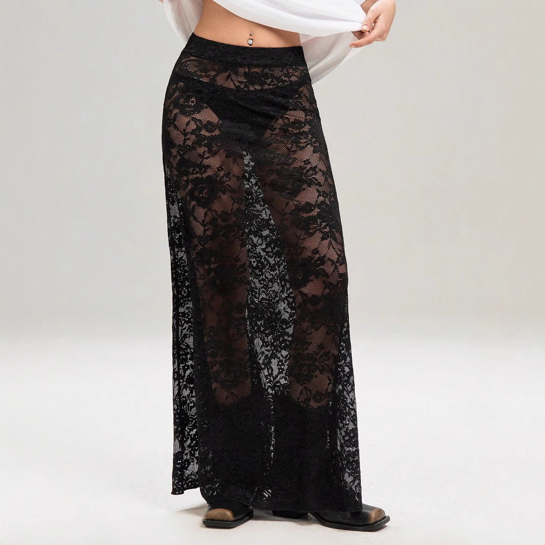 Slim-fit Sheath Street Fashion High Waist Lace Skirt