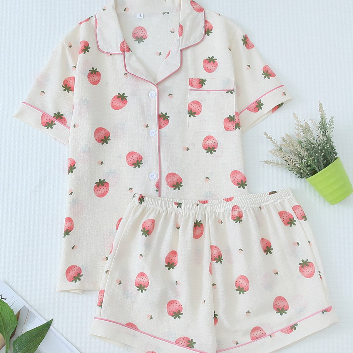 European And American Love Strawberry Multi-color Pajamas Homewear
