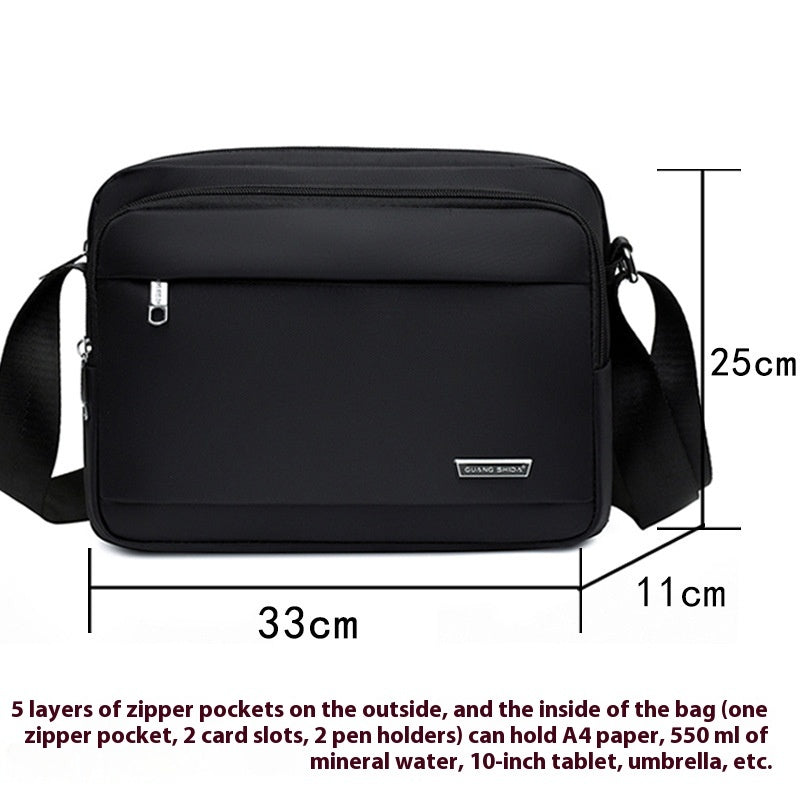 Men's Business Oxford Cloth Horizontal Multi-layer Messenger Bag