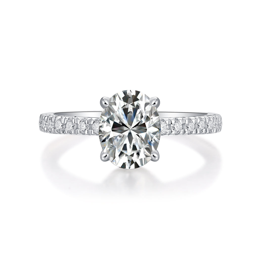 Cinderella - Set With Top-quality Moissanite S925, Silver And Platinum-plated Diamond Wedding Ring. The Ring Can Be Inspected With A Diamond Pen