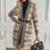 Women's Houndstooth Knitted Long Knitted Jacket