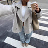 Women's Casual Loose Double Button Lapel Elegant Woolen Coat