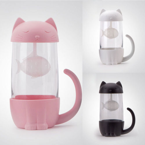 Cute Office Cat Tea Separate Water Cup