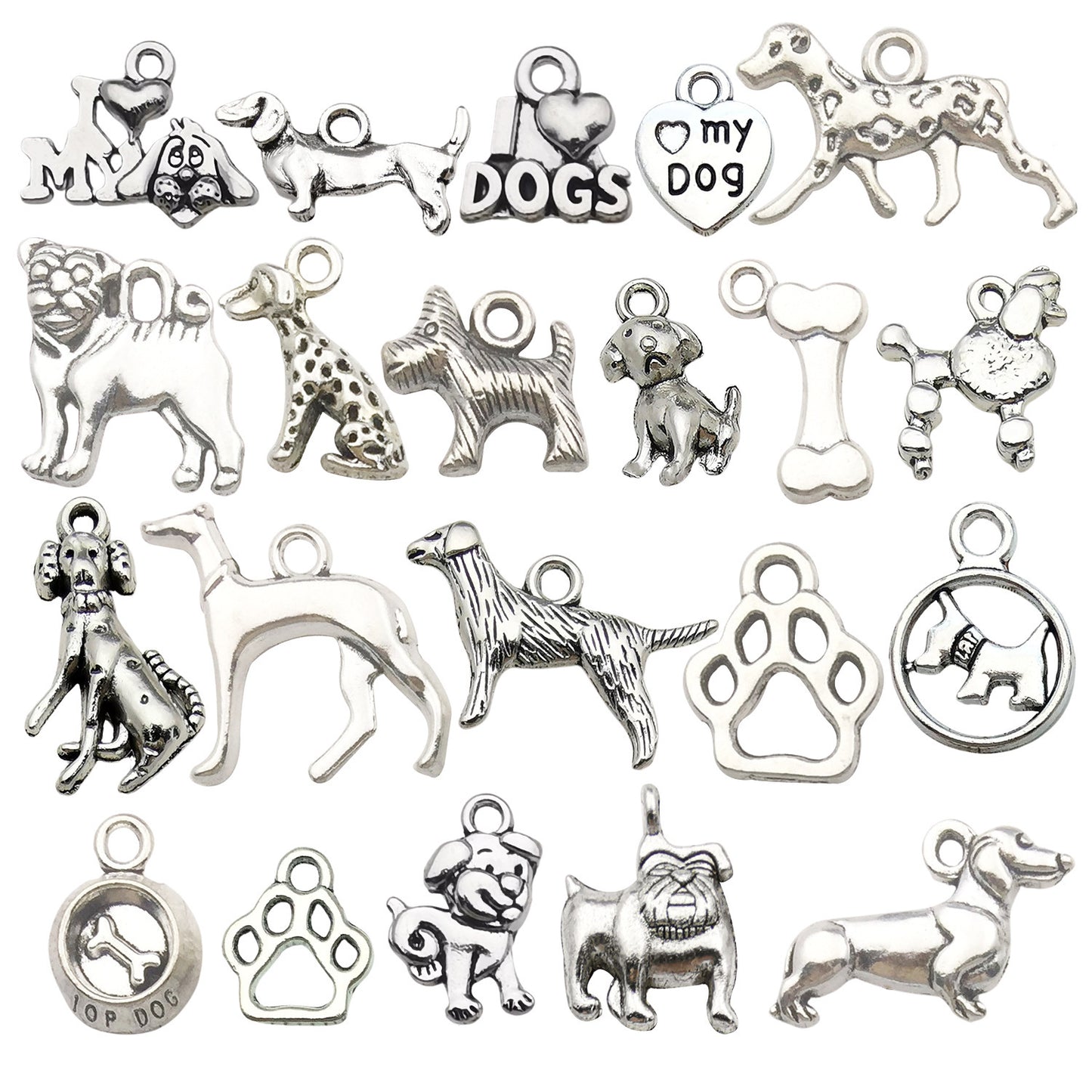 1 Antique Silver Alloy Animal Dog Series Pendant
