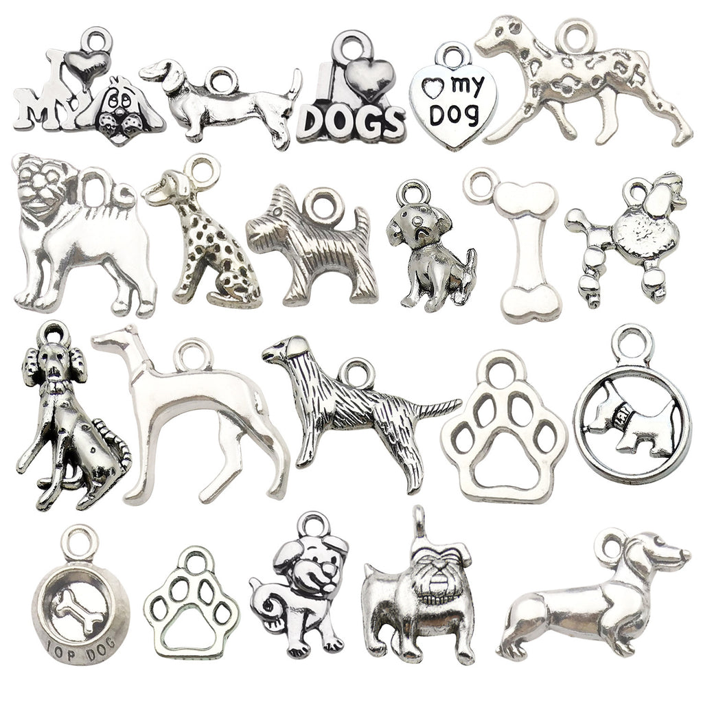 1 Antique Silver Alloy Animal Dog Series Pendant