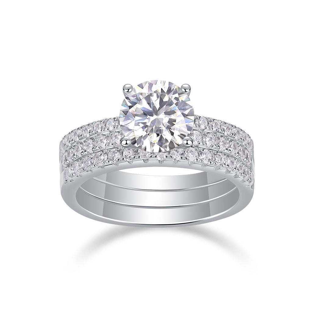 Dreamy - Set With 2-carat Top-quality Moissanite S925 Silver And Platinum-plated Diamond Wedding Ring. The Ring Can Be Inspected With A Diamond Pen