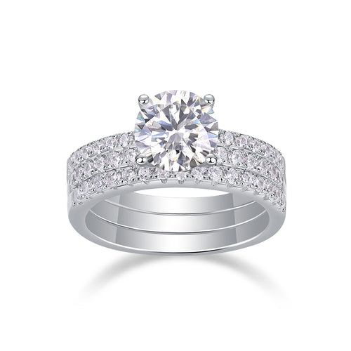 Dreamy - Set With 2-carat Top-quality Moissanite S925 Silver And Platinum-plated Diamond Wedding Ring. The Ring Can Be Inspected With A Diamond Pen