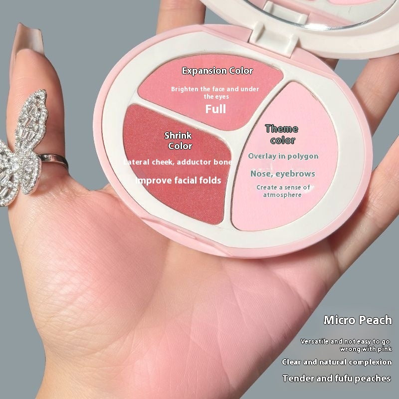 Mood Tricolor Blusher Plate Plain Face Repair Brightening Matte Rouge