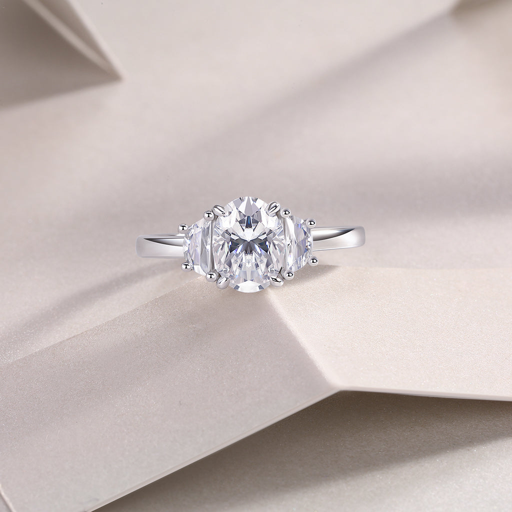 Brilliant Light And Shadow - A Wedding Ring Set With 2-carat Top-quality Moissanite S925 Silver And Platinum-plated Diamond Can Be Inspected With A Diamond Pen