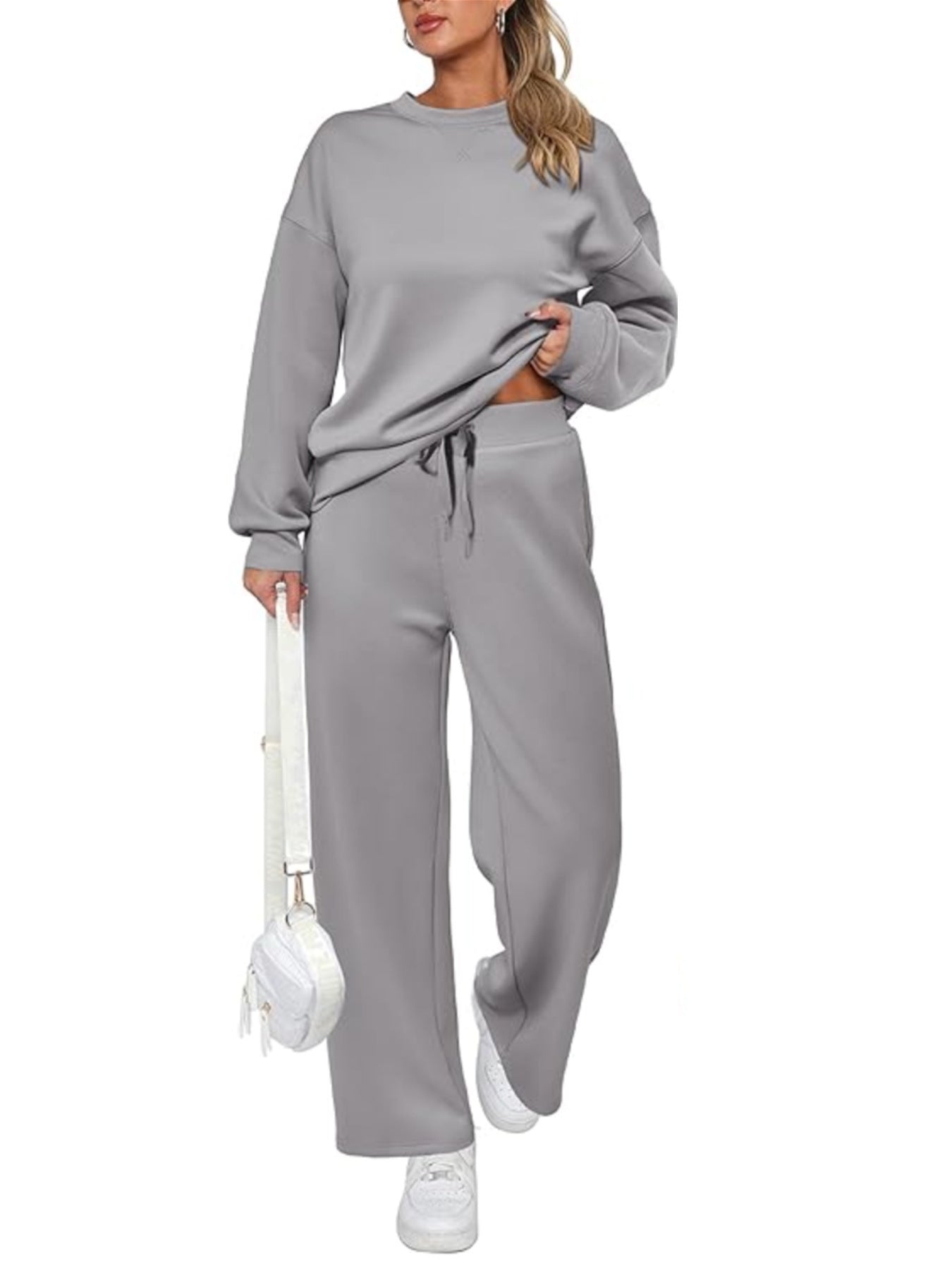 Casual Wide Leg Pocket Trousers Suit