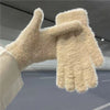 Solid Color Sweet Plush Warm Gloves Cycling Cold Protection