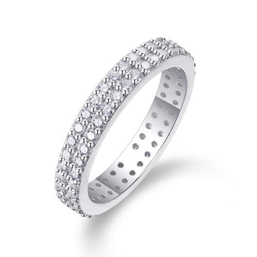 Starlight - Set With Top-quality Moissanite S925 Silver And Platinum-plated Diamond Wedding Ring. The Ring Can Be Inspected With A Diamond Pen