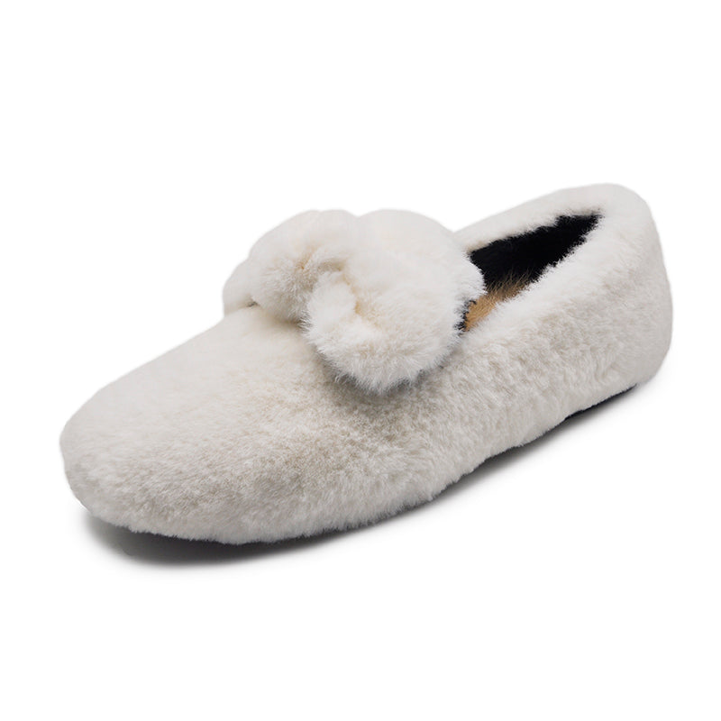 Mid Heel Round Toe Flat Peas Shoes