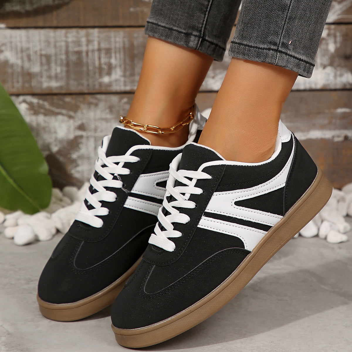 Womens Retro Casual Round-Toe Sports Running Flats