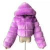 Short Hood Fox Fur Women's Long Sleeve Stitching Coat