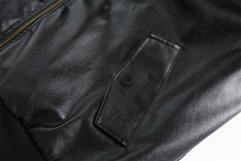 Hooded PU Leather Workwear Jacket For Men