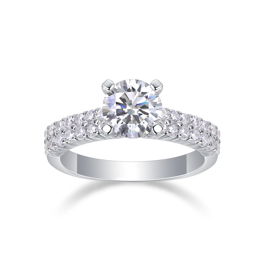 Diamond Shines At Heart - Set With 1-carat Top-quality Moissanite S925 Silver And Platinum-plated Diamond Wedding Ring. The Ring Can Be Tested With A Diamond Pen