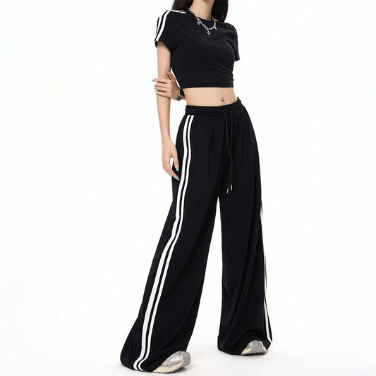 Sports Style Wide-leg Casual Pants Loose Draggle-tail Trousers