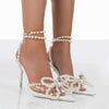 European And American Transparent Crystal Pearl Bow Head Sandals For Women