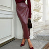 Ankela Red Slit Sheath Skirt Fashion Slim