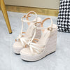 Women's Woven Wedge Platform Sandals With Hemp Rope