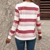 Long Sleeve Deep V-neck Striped Women's T-shirt