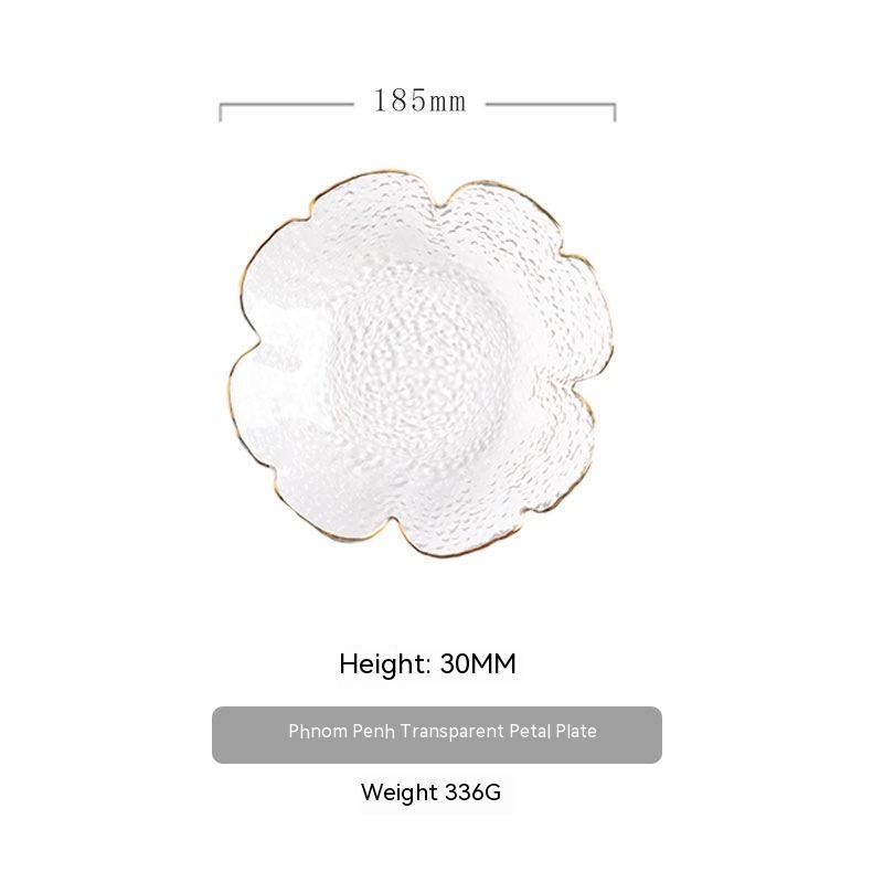 Japanese Style Hammer Pattern Petal Glass Bowl Plate Set