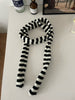 Black And White Striped Thickened Wool Decorative Thin Scarf