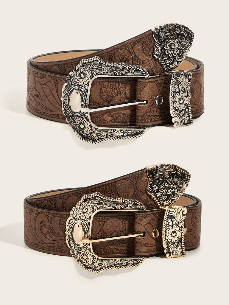 Brown Texture Niche Pin Buckle Belt