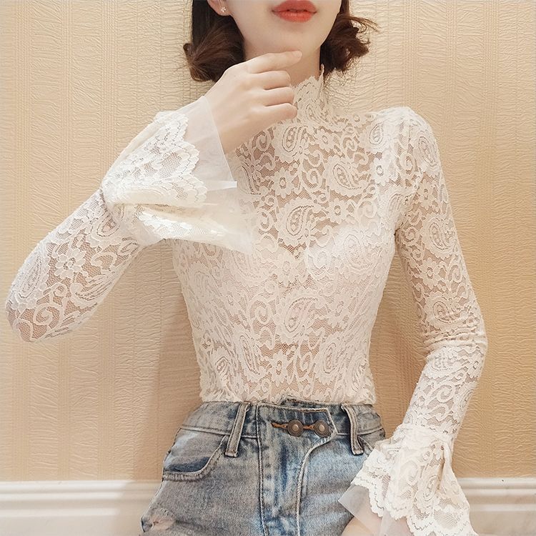 Fleece-lined Thickened Horn Lace Underwear Turtleneck