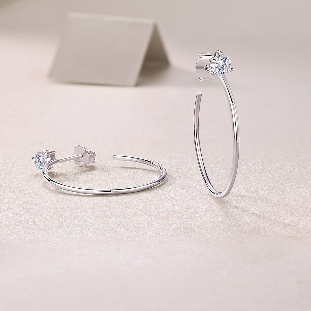 A Charming Afternoon - Earrings Set With Top-quality Moissanite S925 Silver And Platinum-plated Stud Earrings, A Fashionable And Trendy Accessory, Can Be Tested With A Diamond Pen