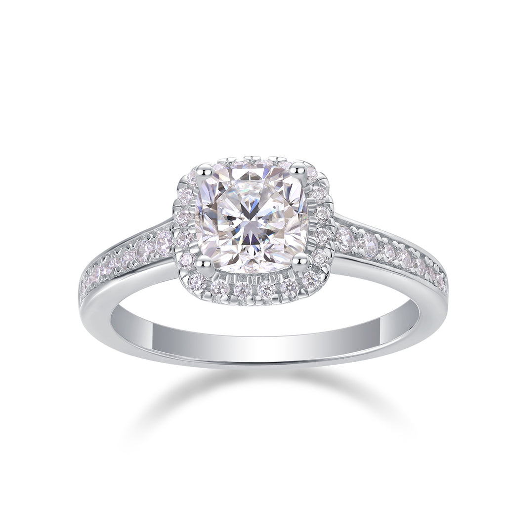 The Passionate - Set With Top-quality Moissanite S925 Silver And Platinum-plated Diamond Wedding Ring Can Be Inspected With A Diamond Pen