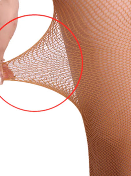 Latin Dance Caramel Open-toed Fishnet Stockings