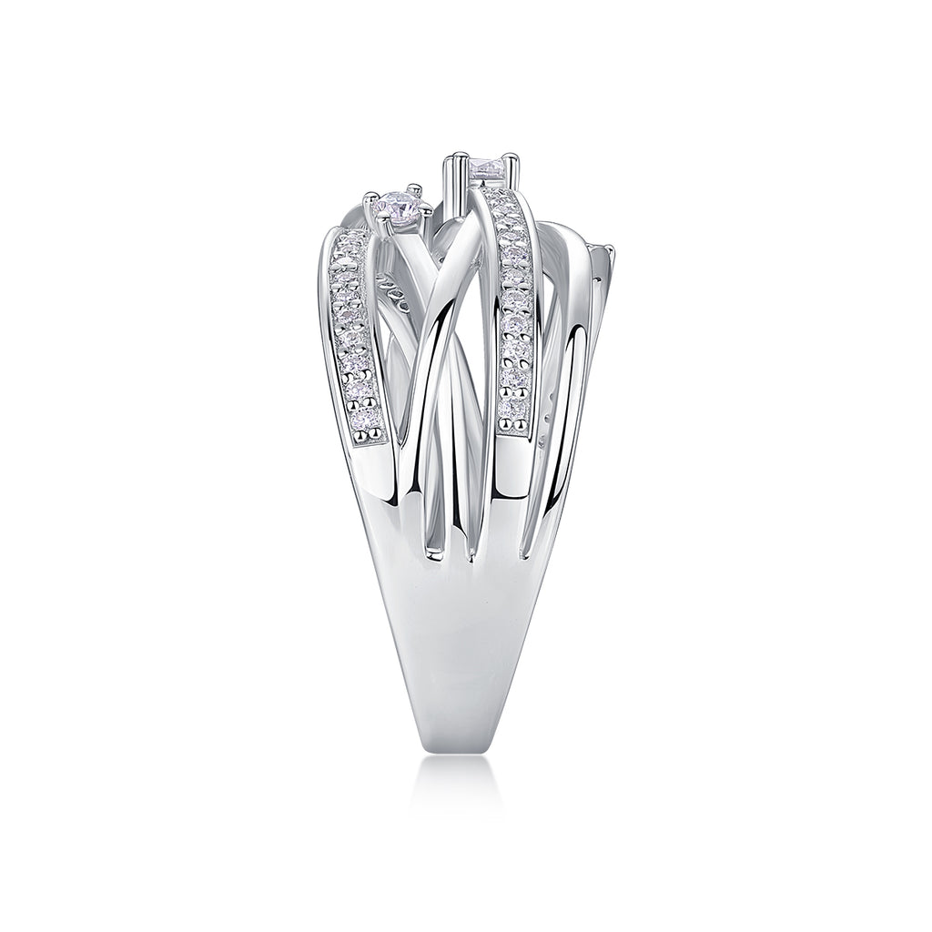 Diamond Shining - Set With Top-quality Moissanite S925, Silver And Platinum-plated Diamond Wedding Ring. The Ring Can Be Tested With A Diamond Pen In Yellow Gold And Rose Gold