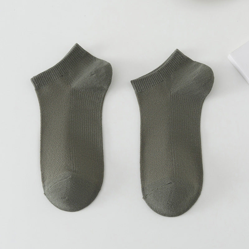 Solid Color Breathable Sweat Absorbing Simple Low-cut Polyester Boat Socks