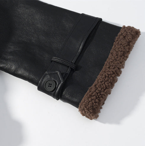 Autumn And Winter Short Flared Fur-Lined Coat With Collar