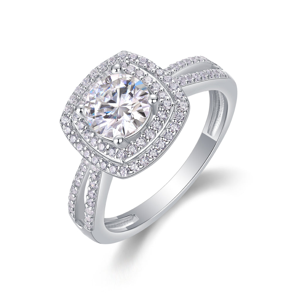 Sweet Holiday - A Wedding Ring Set With 1-carat Top-quality Moissanite S925 Silver And Platinum-plated Diamond. The Ring Can Be Inspected With A Diamond Pen