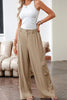 Solid Color Elastic High Waist Loose Cargo Pants